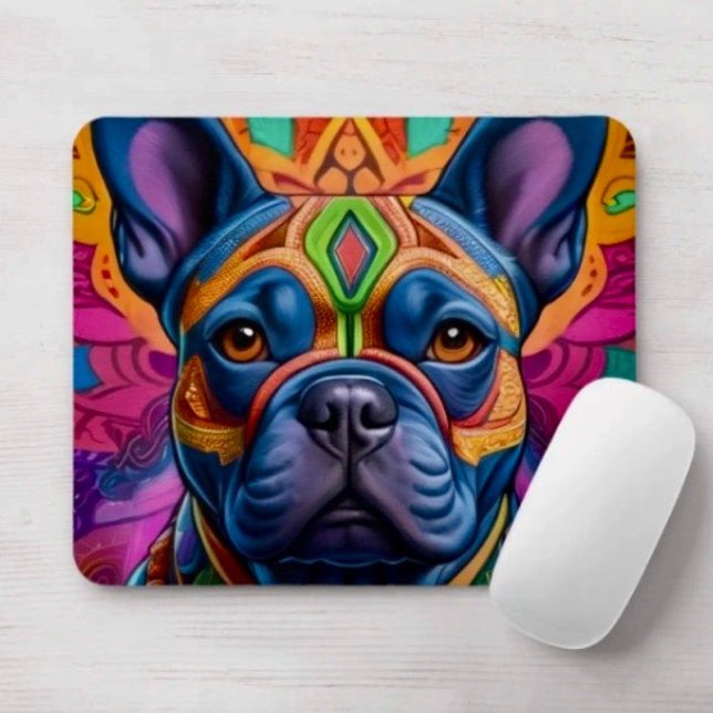 Frenchie Fun Geburtstagsfantasie Mousepad (Frenchie mousepad durable dust and stain resistant non -slip rubber backing. D: 9.25" L x 7.75"W. )