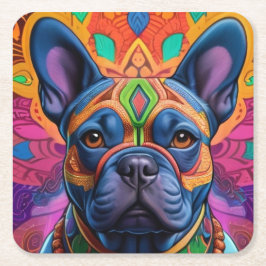 Frenchie Fun Rechteckiger Pappuntersetzer