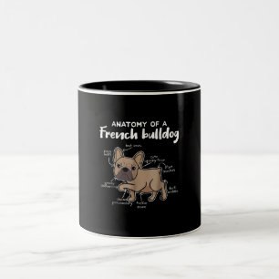 Frenchie-Geschenk  Anatomie eines französischen B Zweifarbige Tasse