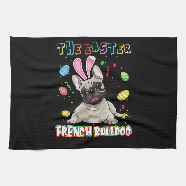 Frenchie-Geschenk| Der Osterhund Geschirrtuch (Horizontal)