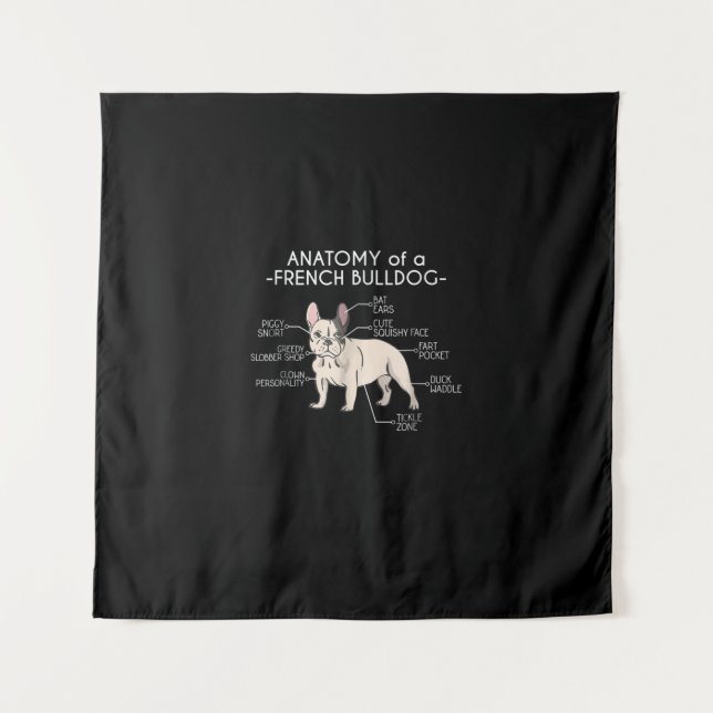 Frenchie Gift | Anatomie eines französischen Bulld Wandteppich (Vorderseite)