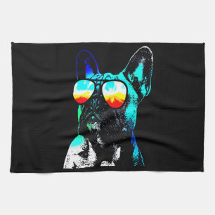 Frenchie Gift Cool French Bulldog Wearing Glass Geschirrtuch