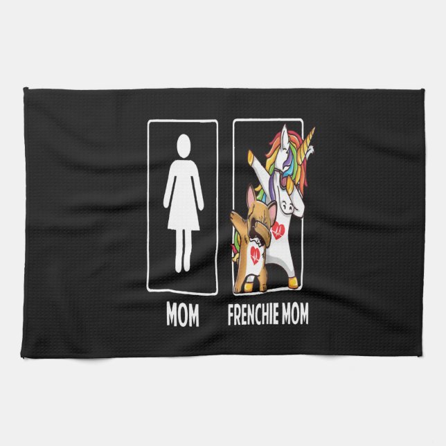 Frenchie Gift | Mama mit französischer Mama einzig Geschirrtuch (Horizontal)