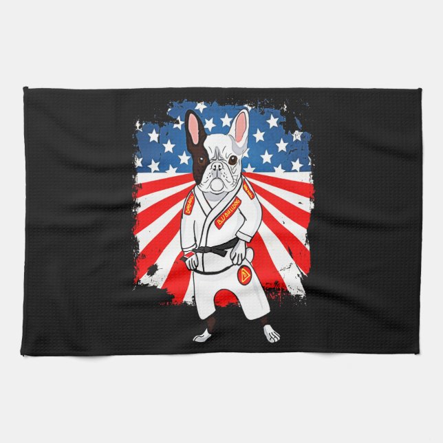 Frenchie Gift | Niedliche französische Flagge Bull Geschirrtuch (Horizontal)