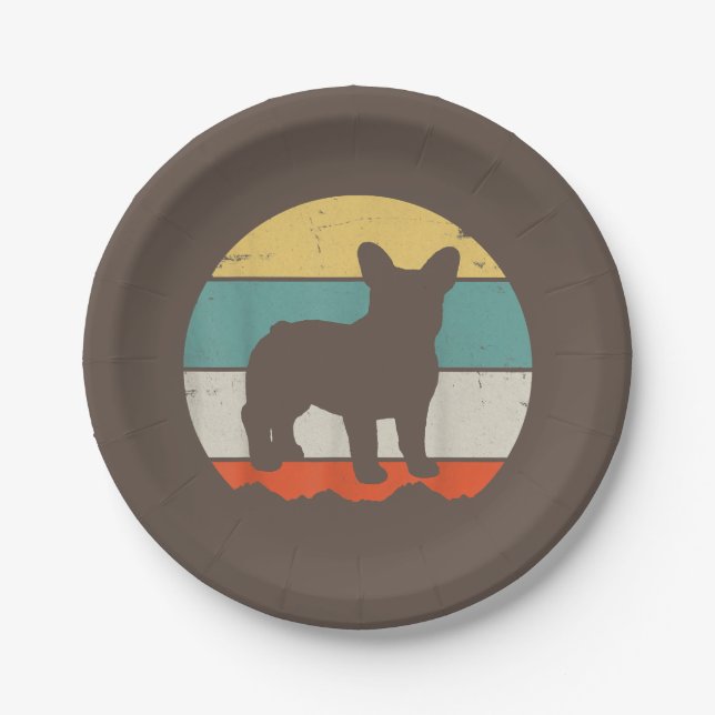 Frenchie Gift | Vintages Französisches Bulldog-Ges Pappteller (Vorderseite)