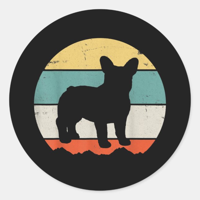 Frenchie Gift | Vintages Französisches Bulldog-Ges Runder Aufkleber (Vorderseite)