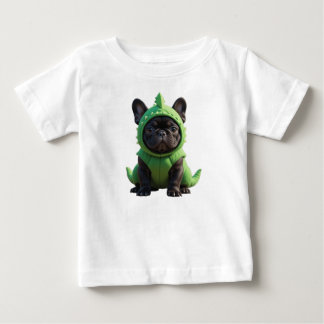 Frenchie Green Dinosaur Baby T-shirt