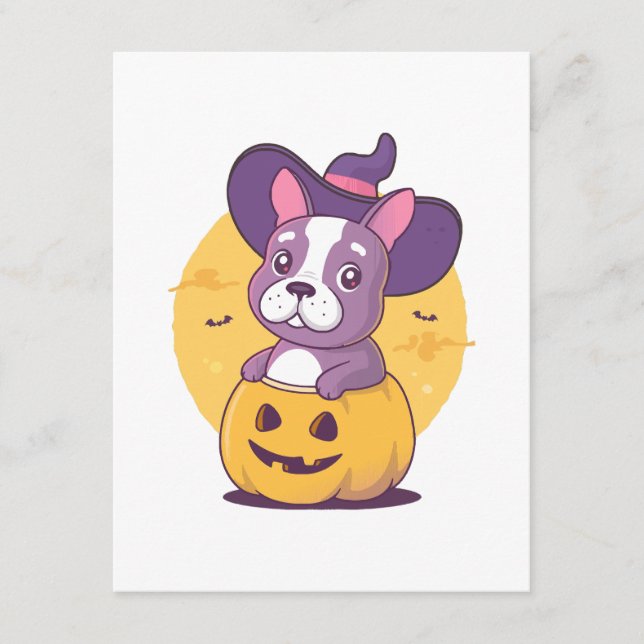 Frenchie Halloween Begleitkarte (Vorderseite)