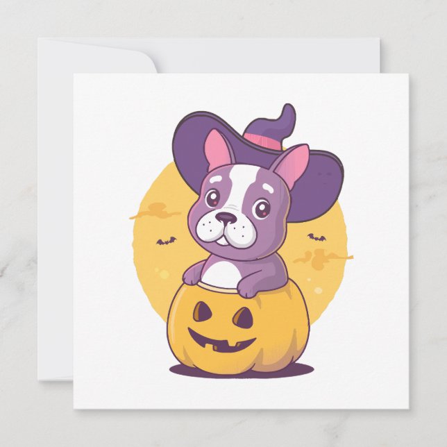 Frenchie Halloween Einladung (Vorderseite)