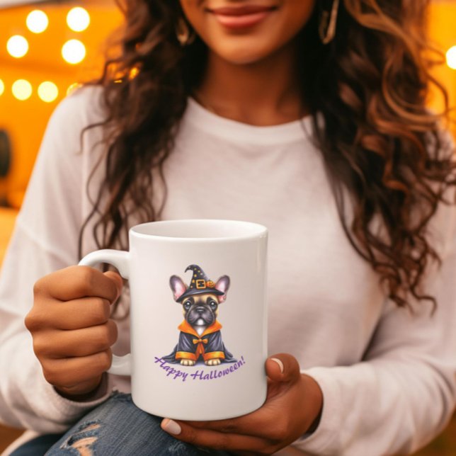 Frenchie Halloween Lila Robe Hexenhut Kaffeetasse (Von Creator hochgeladen)