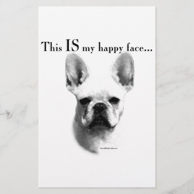 Frenchie Happy Face Briefpapier (Vorderseite)