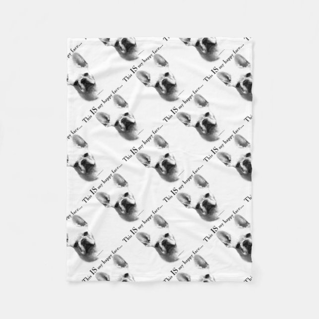 Frenchie Happy Face Fleecedecke (Vorderseite)