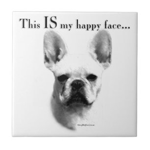 Frenchie Happy Face Fliese