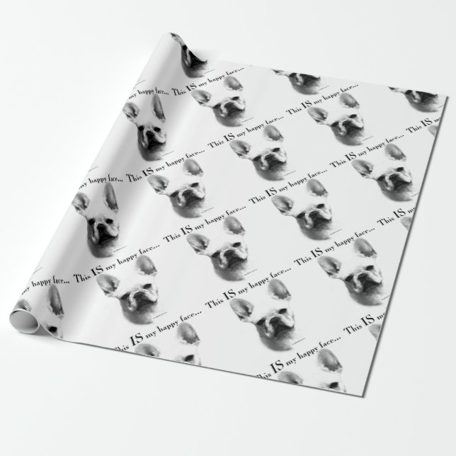 Frenchie Happy Face Geschenkpapier (Ungerollt)