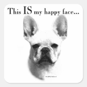 Frenchie Happy Face Quadratischer Aufkleber