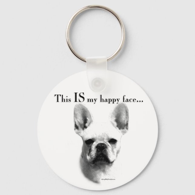 Frenchie Happy Face Schlüsselanhänger (Vorderseite)