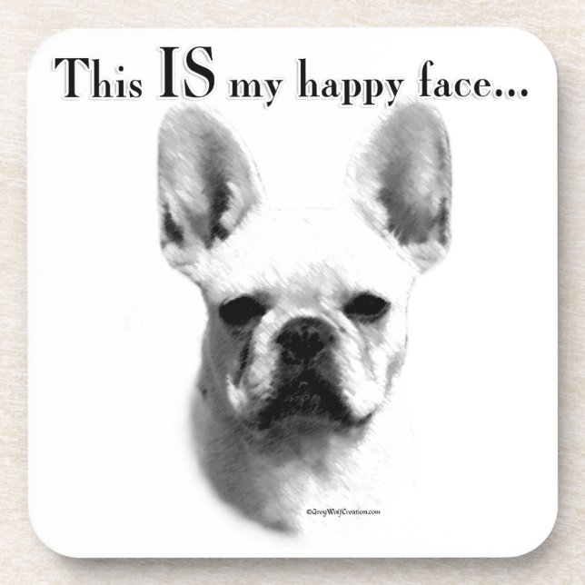 Frenchie Happy Face Untersetzer (Vorderseite)