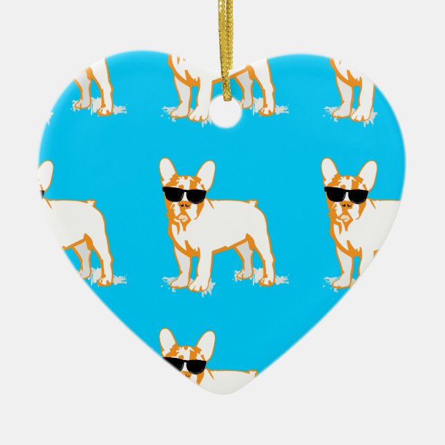 Frenchie Howlelu Keramik Ornament (Vorne)