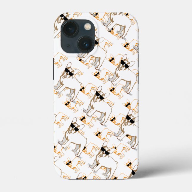 Frenchie Howlelu Orange Pattern Case-Mate iPhone Hülle (Rückseite)