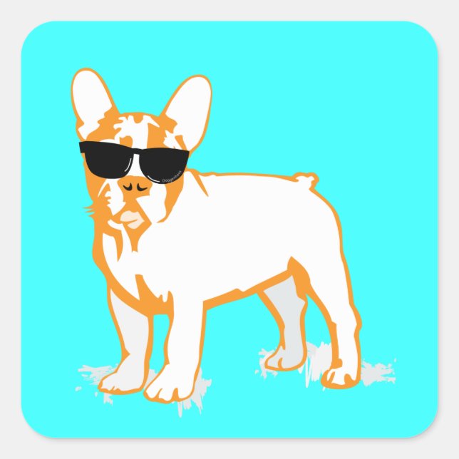 Frenchie Howlelu Quadratischer Aufkleber (Vorderseite)