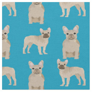 Frenchie Hund Aquamarin Stoff