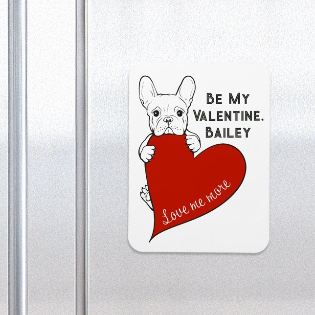 Frenchie Hund mit einem roten Herz Be My Valentine Magnet (Von Creator hochgeladen)