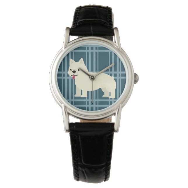 Frenchie Kariert Blue Armbanduhr (Vorderseite)