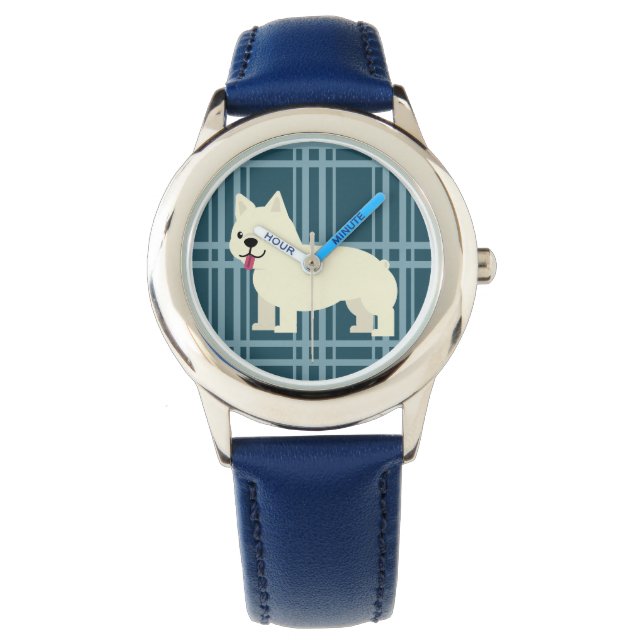 Frenchie Kariert Blue Armbanduhr (Vorderseite)