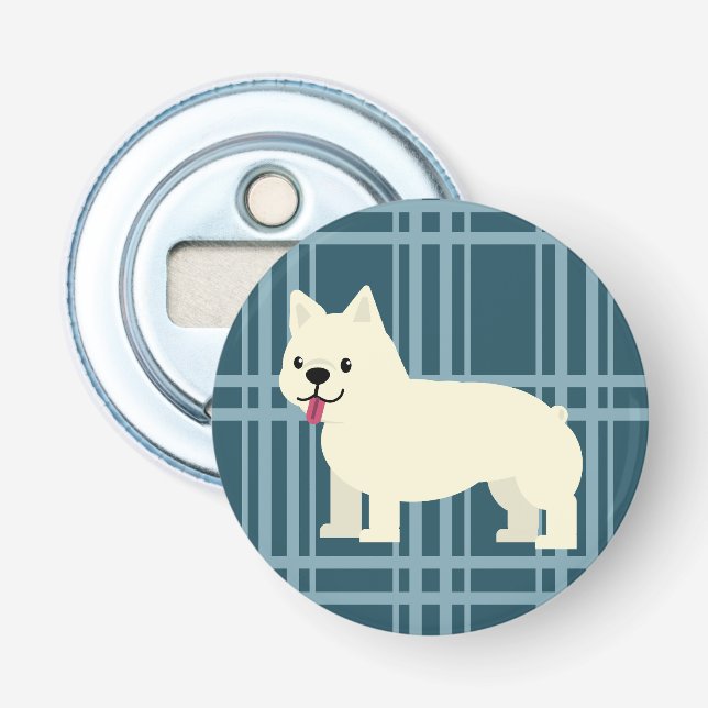 Frenchie Kariert Blue Flaschenöffner (Vorderseite)