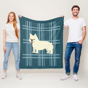 Frenchie Kariert Blue Fleecedecke