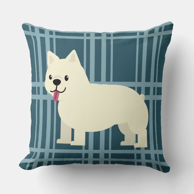 Frenchie Kariert Blue Kissen (Vorderseite)