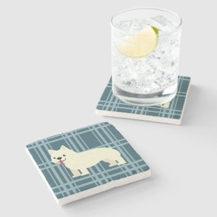 Frenchie Kariert Blue Steinuntersetzer