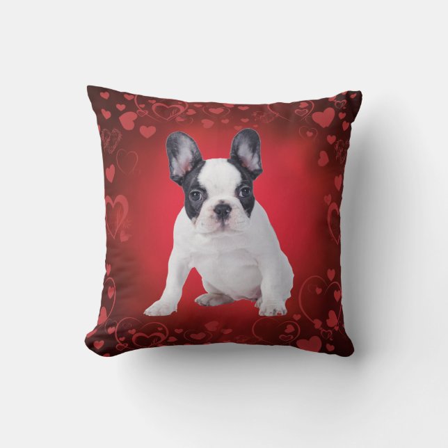 Frenchie Liebe Welpe Kissen (Vorderseite)