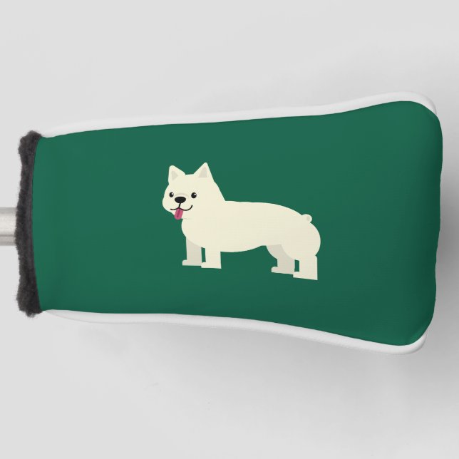 Frenchie Lover Green Golf Headcover (Vorderseite)