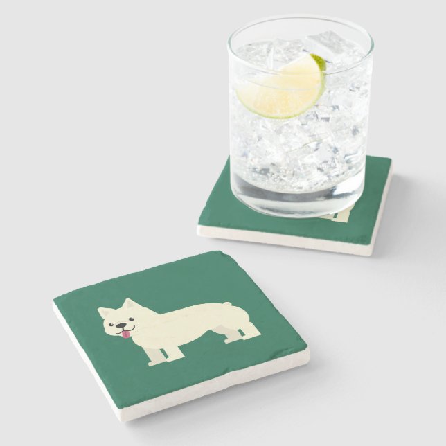 Frenchie Lover Green Steinuntersetzer (Seitenansicht)