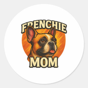 Frenchie Mama Adorable French Bulldog Portrait Runder Aufkleber