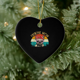 Frenchie Mama Geschenk Vintag Retro Stil Französis Keramik Ornament