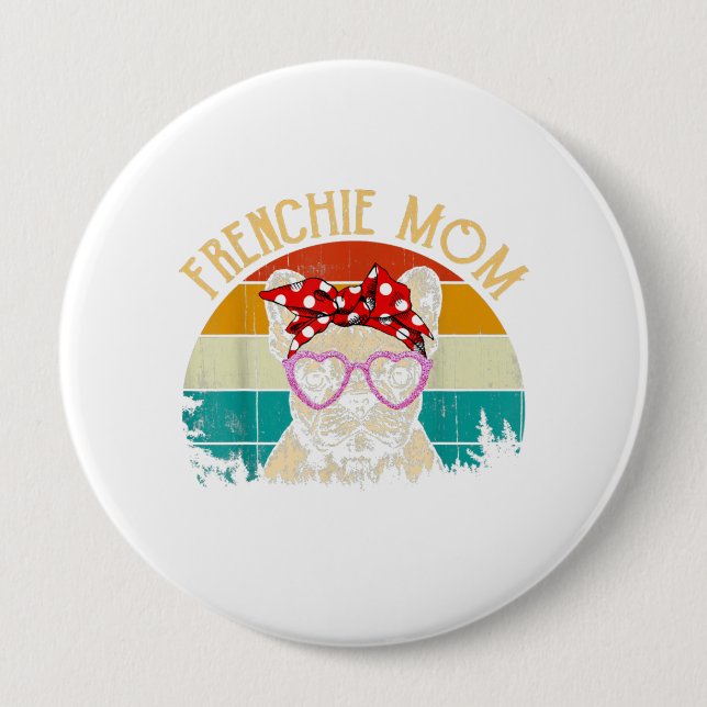 Frenchie Mama Lover Geschenk Vintag Retro Style Button (Vorderseite)