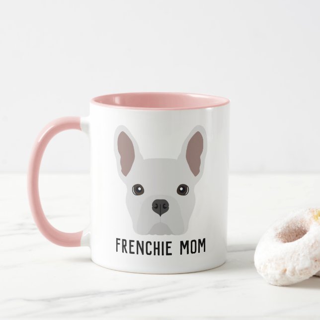 Frenchie Mama White French Bulldog Tasse (Mit Donut)