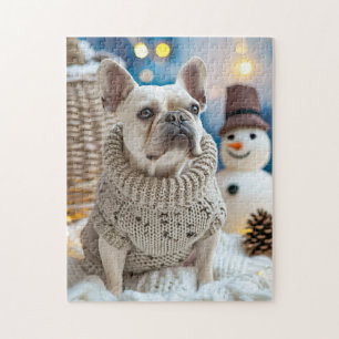 Frenchie mit Schneemann-Weihnachten