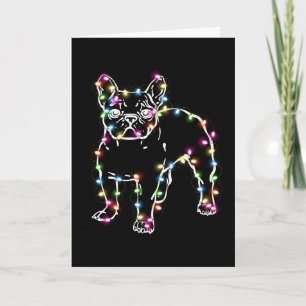Frenchie mit Weihnachtslichtern Frohe Weihnachten Karte