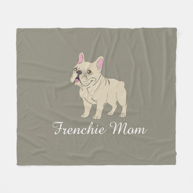 Frenchie Mom Fleecedecke (Vorderseite (Horizontal))
