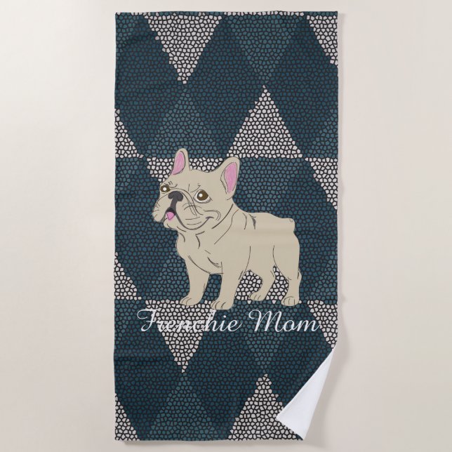 Frenchie Mom Strandtuch (Vorderseite)