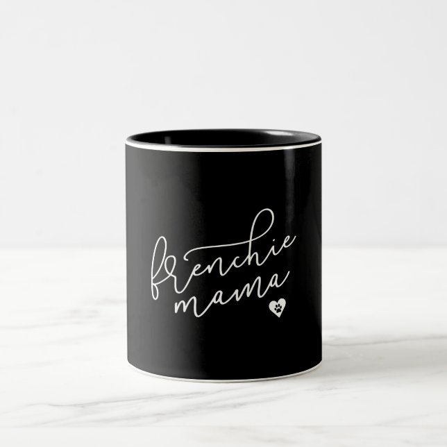 Frenchie Mom Sweat Womens French Bulldog Apparel Zweifarbige Tasse (Mittel)