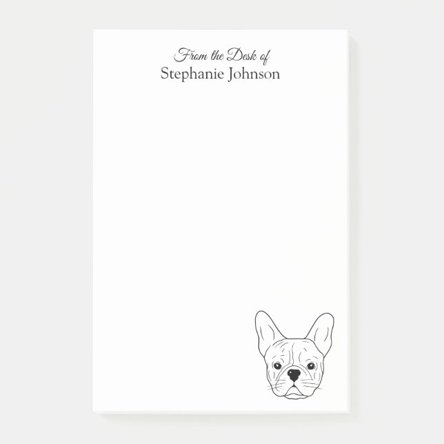 Frenchie Monogram From the Desk French Bulldog  Post-it Klebezettel (Vorderseite)
