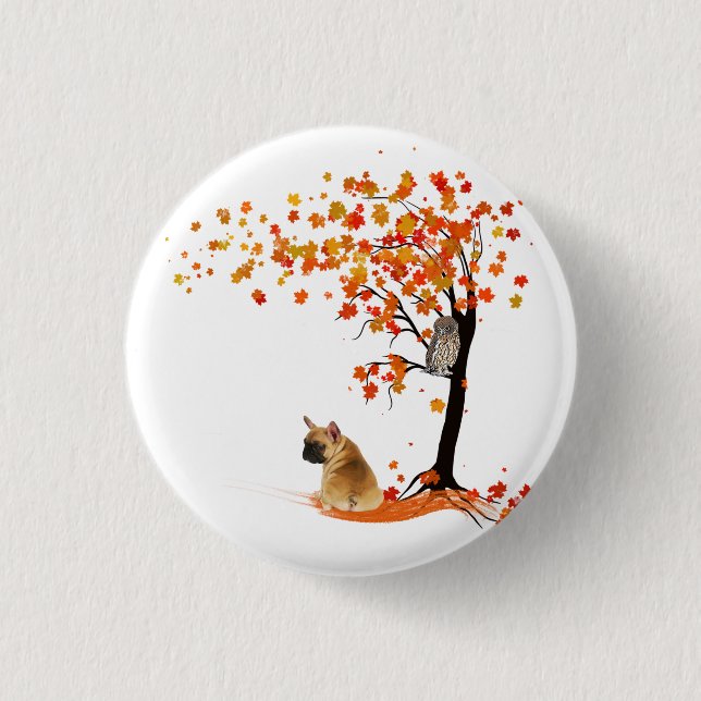 Frenchie My Spirit Animals Owl Frenchie Lovers Button (Vorderseite)
