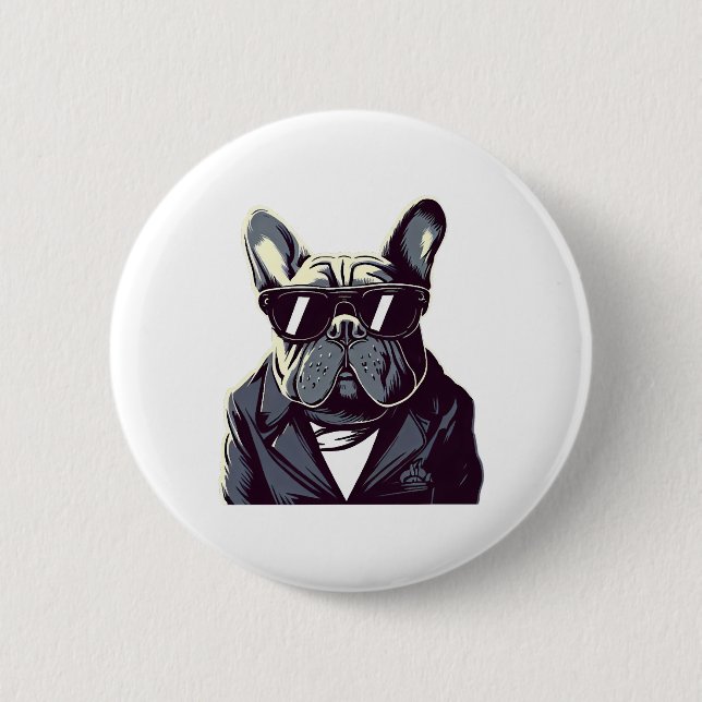 Frenchie Party Man Button (Vorderseite)