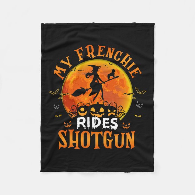 Frenchie Rides Shotgun French Bulldog Lover Hallow Fleecedecke (Vorderseite)