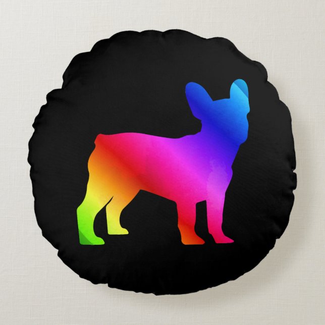 Frenchie Rundes Kissen (Vorderseite)