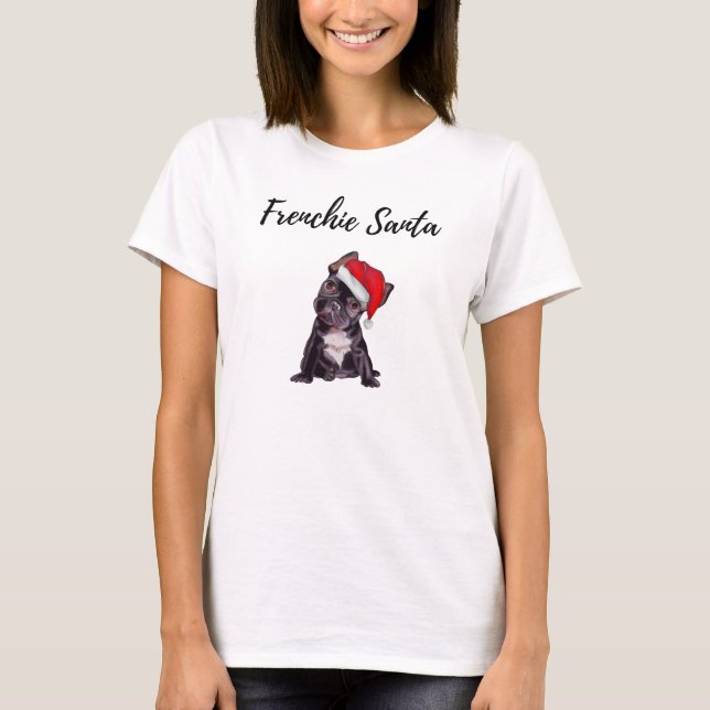 Frenchie Santa Welppy T-Shirt (Vorderseite)
